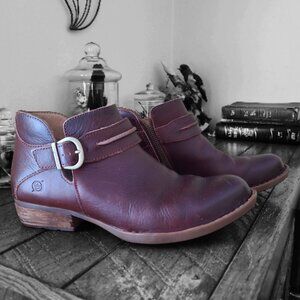 Born Binghamton Ankle Boot Biker Distressed Shoe Brown Leather Zip Up Women Sz 8